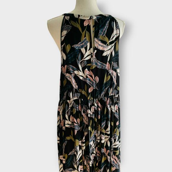 Torrid Black Palm Leaf High Neck Dress Tropical Days Sleeveless Keyhole Size 3 - Picture 5 of 11
